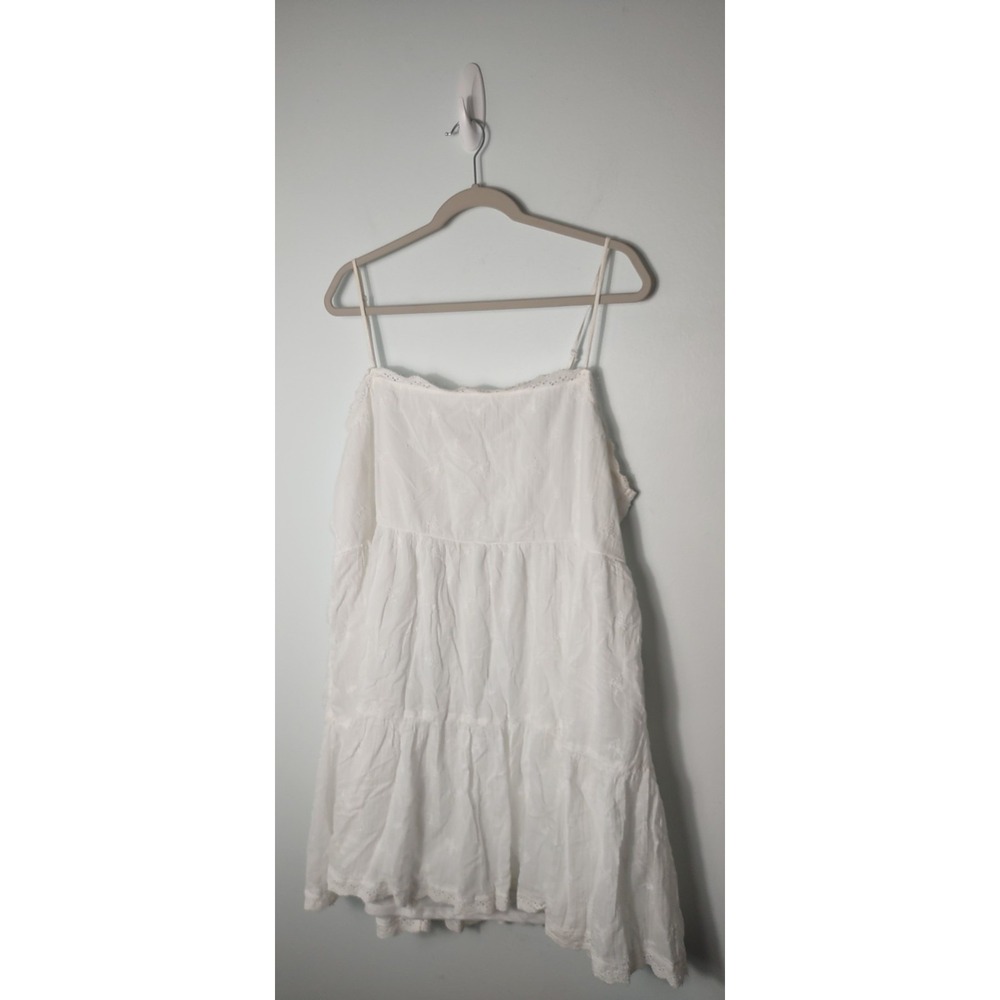 American Eagle White Eyelet Tiered Babydoll Mini Dress Coquette Boho CamisoleXXL - Picture 4 of 4